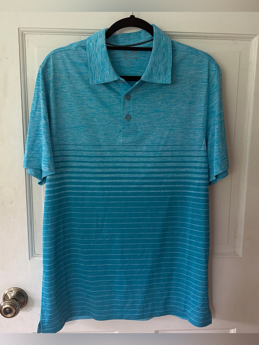 Men's Blue Stripe Champion Performance Polo Shirt Size M
